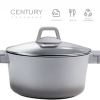 Casserole en aluminium moulé de haute qualité CENTURY 2024, design européen écologique, couvercle en verre, pour cuisinières à gaz et à induction