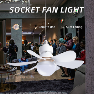 European Style LED <b>Ceiling</b> <b>Fan</b> with <b>Remote</b> <b>Control</b> and E27 Socket Light Living Room Use 3-Speed 6 Blades - Product Image 2