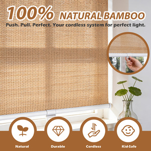 Custom Size Cordless Bamboo <strong>Roller</strong> Shades Natural Woven <strong>Wood</strong> <strong>Blinds</strong> Light Filtering Privacy Window Treatment - Product Image 5