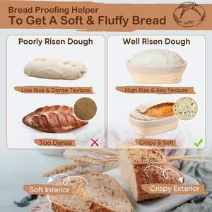 Kit de fabrication de pain au levain artisanal, paniers et doublures en rotin faits à la main, panier de fermentation pour la cuisine et la boulangerie - Product Image 5