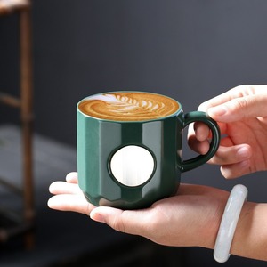 Tasse en céramique Shang Fengshou 301-400ml, finition mate avec cercle en cuivre, tasse à café cadeau - Product Image 2