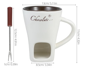Pot à fondue en céramique, tasse à fondue au chocolat avec fourchettes, pot à fondue pour chocolat, fromage, beurre pour les fêtes à la maison - Product Image 2