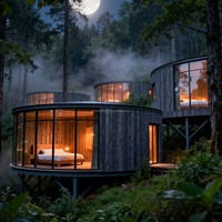 Cabane en bois de glamping, maisonnette préfabriquée pour hôtel, complexe hôtelier, vacances, Airbnb, maison d'hôtes, maison conteneur à ossature acier