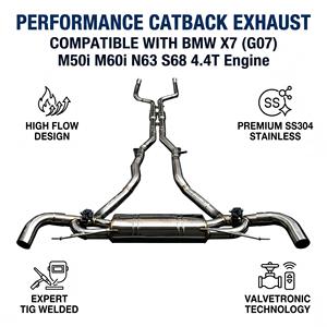 ระบบท่อไอเสียแบบ Catback พร้อมวาล์ว Vortex SS304 สำหรับ BMW X7 G07 M50i M60i N63 S68 4.4T Twin Turbo V8 ปี 2019-2025 ชุดแต่งแบบติดตั้งได้โดยตรง - Product Image 1
