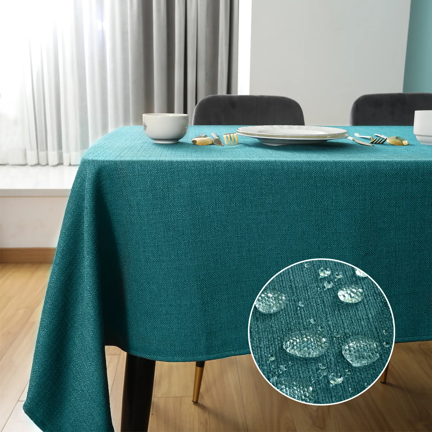 320gsm 140*180cm Deep Green Factory Sale Various Widely Used Faux Tablecloth Wedding