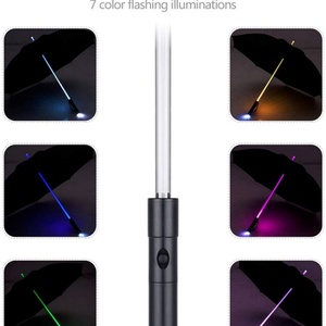 Custom LED Laser Light up Umbrella with 7 Color Changing on the Shaft Umbrella Windproof Straight Bone Umbrellas with Flashlight - Product Image 3