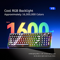 AULA F98 Pro V3 Gasket Mechanical Keyboard 3-Mode BT 2.4G RGB OLED Smart Screen Hot-Swap Gaming Keyboard untuk PC Mac