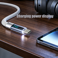 Câbles de données lumineux OEM LED Power Display Marquee 240W PD USB Type C à charge rapide, accessoires de téléphone en gros