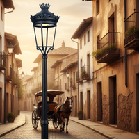 Farol Urbano Moderno FAROL FERNANDINO PALACIO, Lámpara LED para Jardín, Uso en Exteriores, IP66, Construcción de Aluminio, 30W-200W, Negro, Clasificación IK10, 5000K