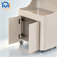 Chariot de rangement mobile incurvé brillant pour salon de beauté avec tiroir et armoire pour spa des ongles, salon de coiffure et de beauté