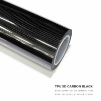 Film de protection de voiture en TPU 5D noir carbone auto-réparant, anti-rayures, texture fibre de carbone, épaisseur 7,5 mil, garantie 10 ans, rouleau pour carrosserie
