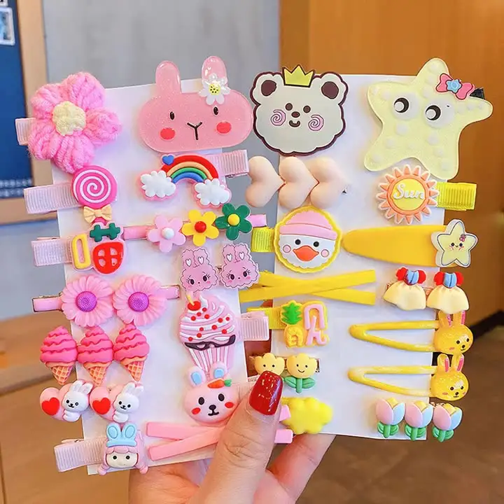 14pcs/set Cartoon Rainbow Hair Pin Girls Kids Hair Accessories Cute Fancy Kids Hair Clips Set