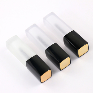 Tùy Chỉnh Rỗng Rõ Ràng Frosted Glass Đen Quảng Trường Lip Gloss Ống Container Với Đầu Vàng - Product Image 2