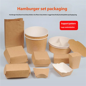 Anpassbare Kraftpapier-Lebensmittelbehälter Faltbare <span class=keywords><strong>Burger</strong></span>-Verpackungsbox für Frittierte Snacks zum Mitnehmen Restaurant Einweg-Lebensmittelverpackung - Product Image 1