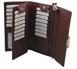 Portafoglio in pelle di design da donna di alta qualità con chiusura a cerniera porta carte di credito a tre volte RFID e fodera in poliestere - Product Image 1