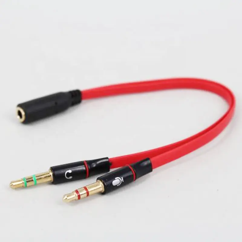 aux 3.5mm Female to Dual 3.5mm Male cable Headset Mic Splitter aux Cable Adapter