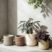 Pot en béton texturé style Wabi Sabi, pot de fleurs en ciment multicolores pour plantes vertes de bureau, personnalisable
