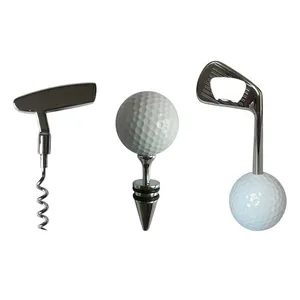 Bán Buôn Golf Corkscrew Biểu Tượng Tùy Chỉnh Golf Rượu Stopper Gift Set Kim Loại Corkscrew Tùy Chỉnh Thiết Lập