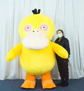 Fantasia de máscara de 2m para fantasia, inflável, de pano, pato amarelo personalizado, 2m