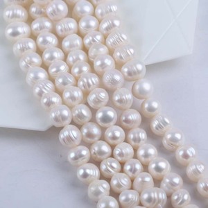 Perles d'eau douce blanches naturelles de Zhuji, 18 cm, 8-9 mm, forme de pomme de terre, pour collier et bracelet DIY, vente en gros, semi-finies - Product Image 5