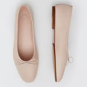 2023极简主义女式羊皮芭蕾平底鞋舒适防滑休闲装低跟真皮皮鞋