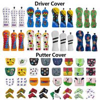 Housse de tête de club de golf en cuir PU imperméable de haute qualité, motif de personnage mignon, fermeture élastique pour driver et fairway en bois
