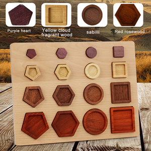 Câu đố bằng gỗ gỗ tự nhiên Câu Đố Montessori hỗ trợ giảng dạy hình dạng hình học phù hợp với đồ chơi giáo dục sớm nhận thức - Product Image 4