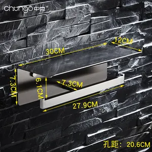 욕실 액세서리 스테인레스 스틸 피벗 더블 롤 화장지 홀더 랙 전화 선반 자체 접착