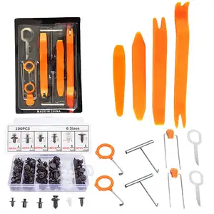 High Quality Plastic Auto Car Body Repair Tool Radio Door Clip Panel Audio Removal Pry Tool And 100pcs Clip Fasteners Set