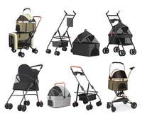 Poussette 3-en-1 et siège auto, poussette pour animaux à 3 roues avec panier amovible, pliage à une main, poussette pour chien à 4 roues