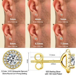 Grandes boucles d'oreilles en moissanite 10 mm VVS, testées positivement au <span class=keywords><strong>testeur</strong></span> <span class=keywords><strong>de</strong></span> diamants, motif grappe <span class=keywords><strong>de</strong></span> fleurs, style hip-hop pour femmes, en argent sterling 925, 8 carats, boucles d'oreilles pour hommes - Product Image 6