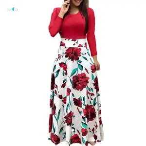 2022 New Arrival Summer Casual A-Line Long Pattern High-waist Wrap Tweed Skirt Maxi Chiffon Printed Pleated Floral Women Skirts