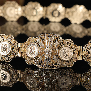Ceinture vintage à motif de tête napoléonienne pour femmes, chaîne de taille pour mariée, longueur réglable, ceinture à <span class=keywords><strong>pièces</strong></span>, bijoux - Product Image 6
