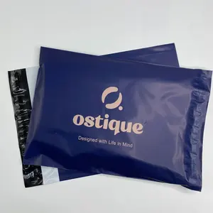 100% biodegradable navy blue poly mailer custom own logo print courier bags online shopping e commerce clothing packing bag