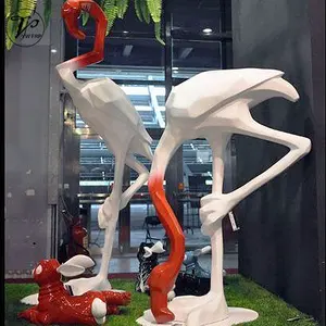 Hiện đại nhựa thủ công trang trí sợi thủy tinh Flamingo tượng động vật điêu khắc