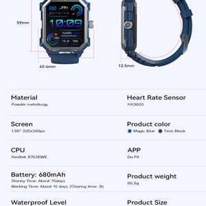 Rogbid Rugged Smartwatch Tank S3 IP69 Waterproof Health Track 1.96" IPS <b>Screen</b> 320*386 680mAh Blood Oxygen Test Sport Watch - Product Image 6
