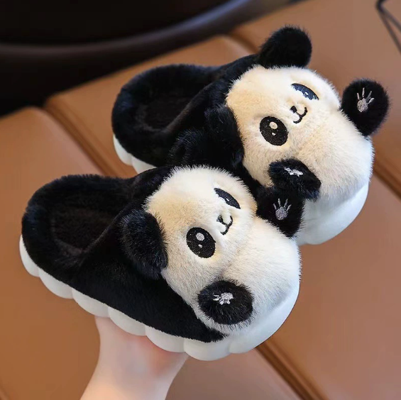 Cute Fluffy Durable Comfortable Panda Cartoon Plush Upper Anti-Slippery Fashionable Soft Home Slip on Cozy Winter Warm Slippers