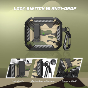 Étui de protection d'armure de camouflage pour Apple <span class=keywords><strong>Airpods</strong></span> 1/2/<span class=keywords><strong>3</strong></span> <span class=keywords><strong>Pro</strong></span> housse antichoc en TPU <span class=keywords><strong>Samsung</strong></span> galaxy Buds3 sac de protection pour écouteurs - Product Image 2