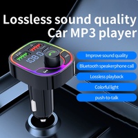 Pemutar MP3 Mobil BT Hands-Free Lampu Ambient Pengisian Daya Cepat PD Ponsel 5V/1A 2 X USB Ramah Lingkungan