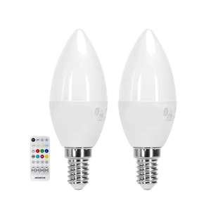 Lámpara LED inteligente Bluetooth Mesh E14 6.5W RGB+CCT 2 piezas con control remoto para iluminación personalizable y ambiental - Product Image 1