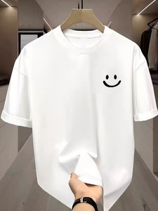 T-shirt Oversize Personalizzata 2025 con Collo a O, 180 Grammi, in Maglia Pesante, Manica Corta, Stampa Digitale a Rilievo, Grafica Semplice - Product Image 2