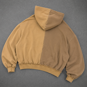 <span class=keywords><strong>เสื้อ</strong></span>ฮู้ดดี้ผ้าฟลีซหนาน้ำหนัก 500 กรัม แบบมีเชือกผูก คอวีสองสี ลายตัวอักษรแบบ Varsity  ผ่านกระบวนการ Acid Wash พิมพ์ลาย  ยี่ห้อ OEM Oatmeal Heather - Product Image 2