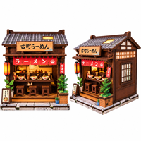 Kits de construction de niches à livres en bois DIY style ramen japonais, modèles de maisons miniatures à assembler en 3D, décoration intérieure, cadeau