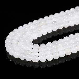 JD Gems Natural Ice <strong>White</strong> <strong>Jade</strong> <strong>Stone</strong> 8mm &amp; 10mm Semi-Precious Finished Gemstone Beads Loose Smooth Round for Jewelry Making - Product Image 5