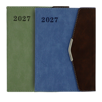 Carnet de planification premium 2027 A5, couverture rigide en PU, avec marque-page en ruban de soie, idéal pour les cadres et les professionnels