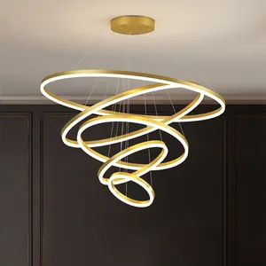 Chandelier Nordic Luxury LED Iron Ceiling Pendant Lamp Modern For Dining Lamparas Hanging Lights Circle Ring Chandelier