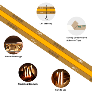 Qualquer Cut COB LED Strip Fita de Iluminação Flexível Sem Costura 12V 24V | Alto Brilho, Sem Ponto, Fácil Personalização - Product Image 2
