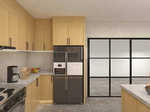 Muebles de Cocina Modernos con Isla, Acabado en Melamina con Aspecto de Madera - Product Image 3