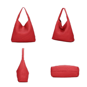 Damenmode Geflochtene gewebte Hobo-Tasche mit kleiner Tasche Geldbörse Ladies Long Handle Umhängetasche 2-teiliges Mumien taschen set - Product Image 2