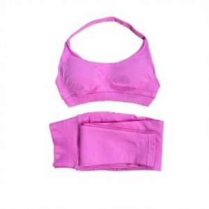 Ensemble de yoga 2 pièces pour femme : soutien-gorge à bretelles et short, idéal pour l'entraînement de résistance, le Pilates et la gym, haute élasticité, sans coutures, séchage rapide - Product Image 3